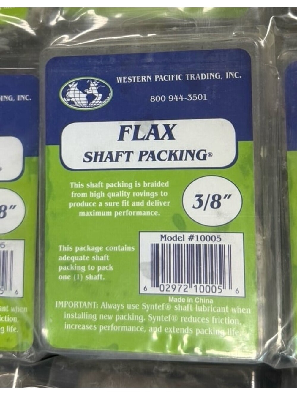 Western Pacific Trading Flax Shaft Packing 3/8" Model #10005